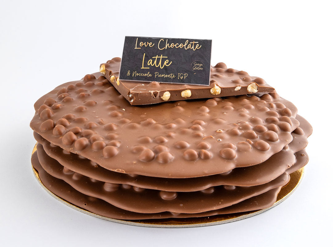 Lastra di cioccolato al latte e nocciola del Piemonte IGP artigianale senza glutine 100 grammi
