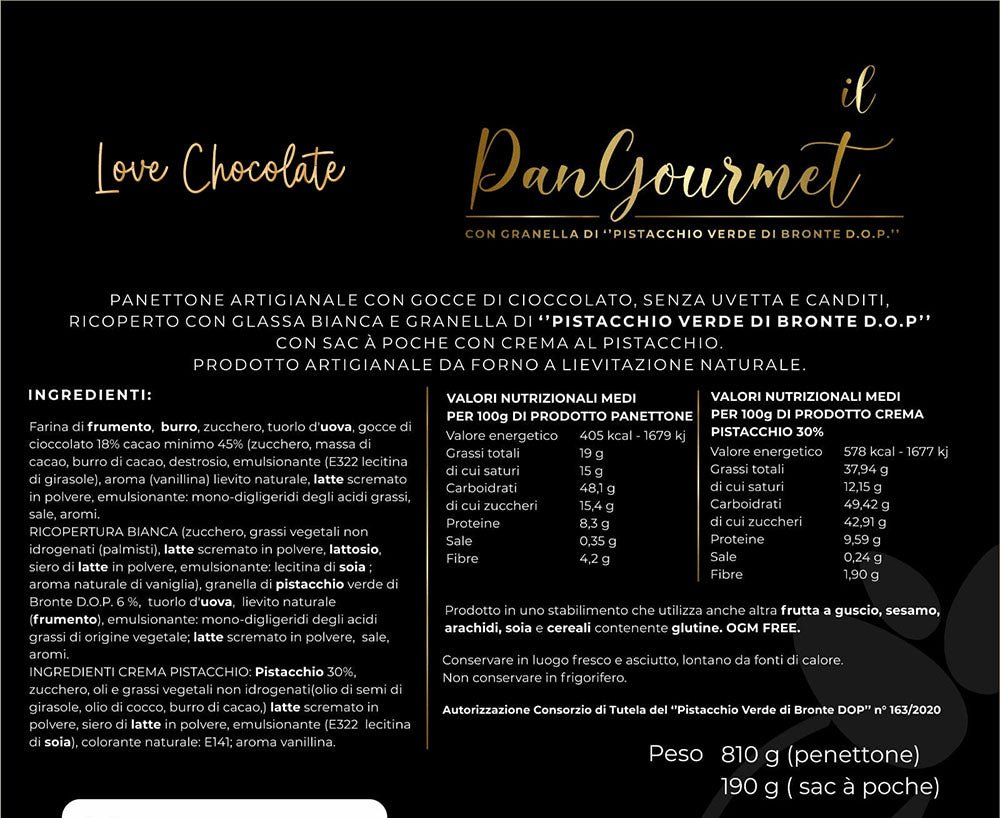 Panettone al Pistacchio Verde di Bronte DOP PanGourmet + Sac a Poche di Crema al Pistacchio