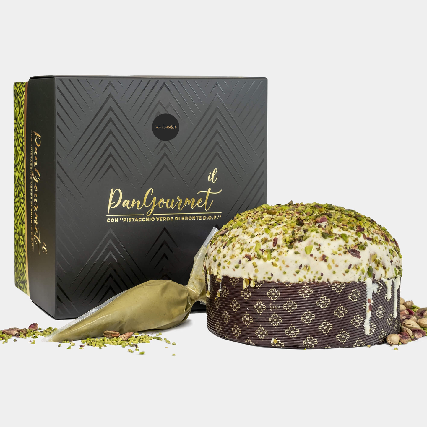 Panettone al Pistacchio Verde di Bronte DOP PanGourmet + Sac a Poche di Crema al Pistacchio