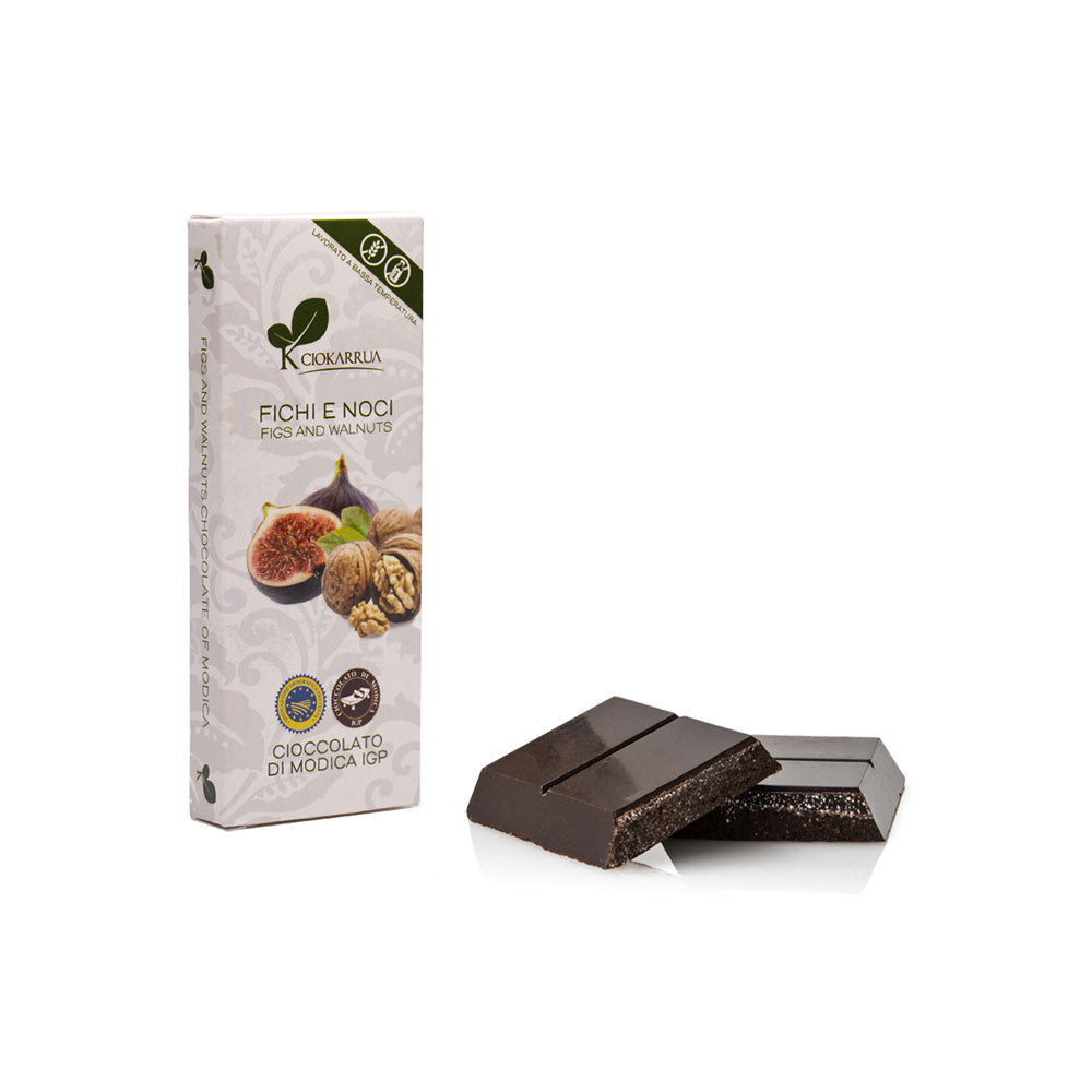 Barretta di cioccolato di Modica Fichi & Noci 100 grammi IGP