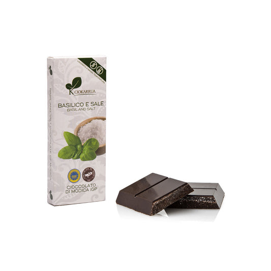 Barretta di cioccolato di Modica Basilico & Sale 100 grammi IGP